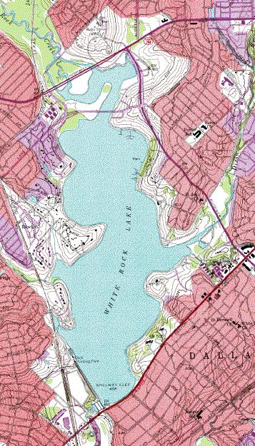 Topo Map of White Rock Lake